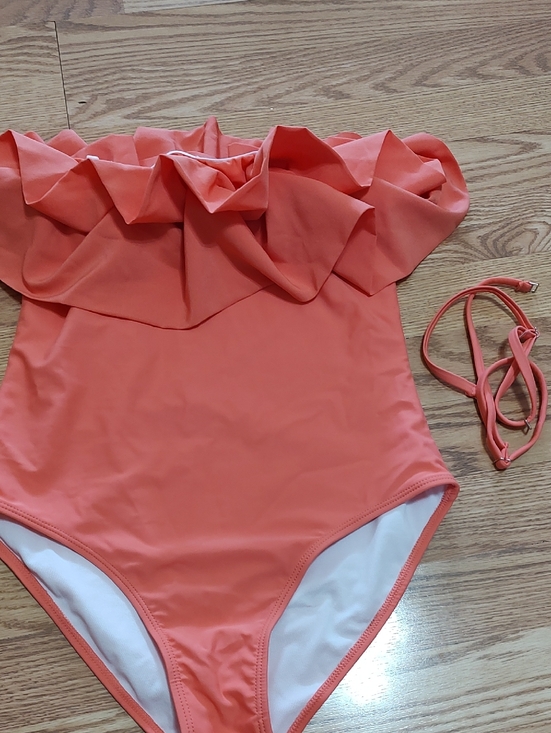 Shop The Mint Other - Ruffle One-Piece Swimsuit - Coral